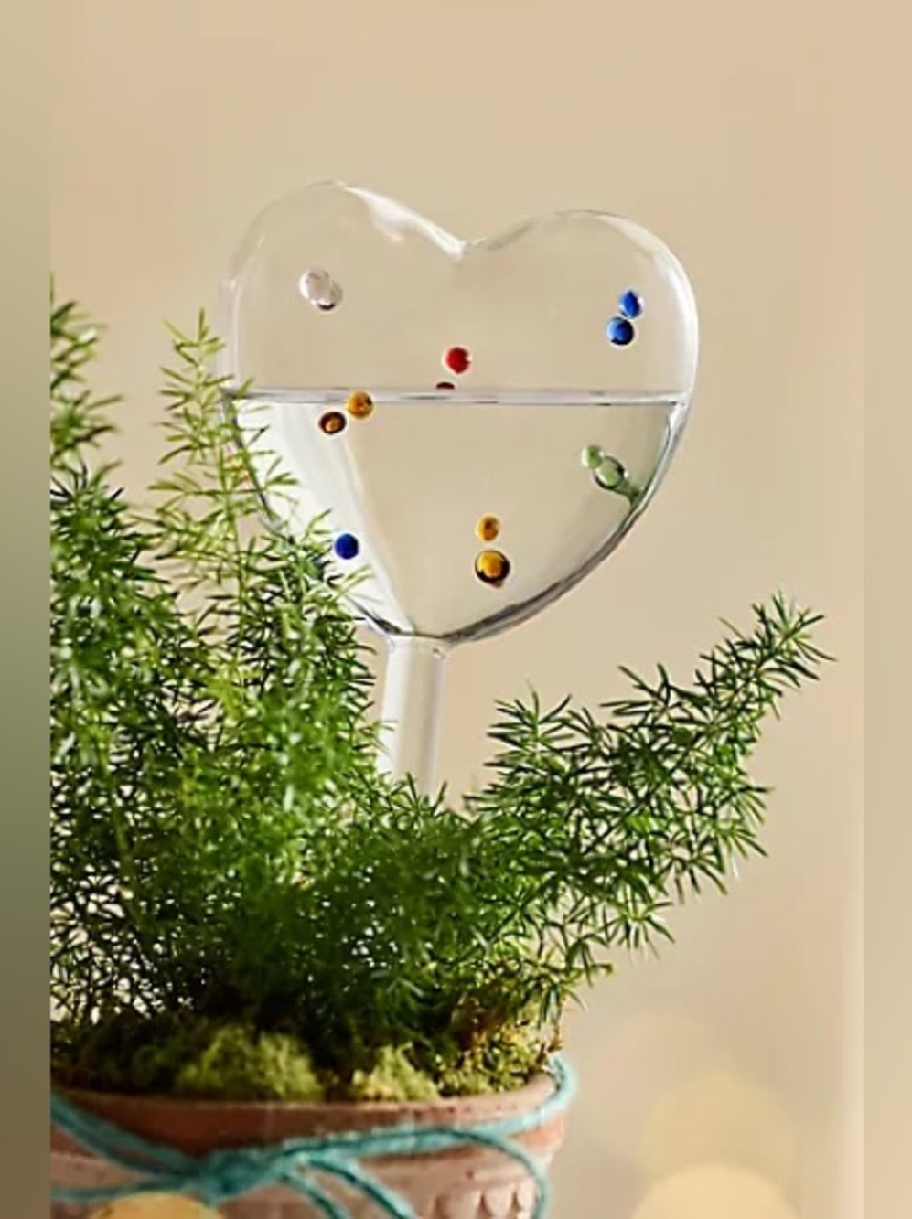 Anthropologie Terrain Confetti Glass Heart Watering Globe